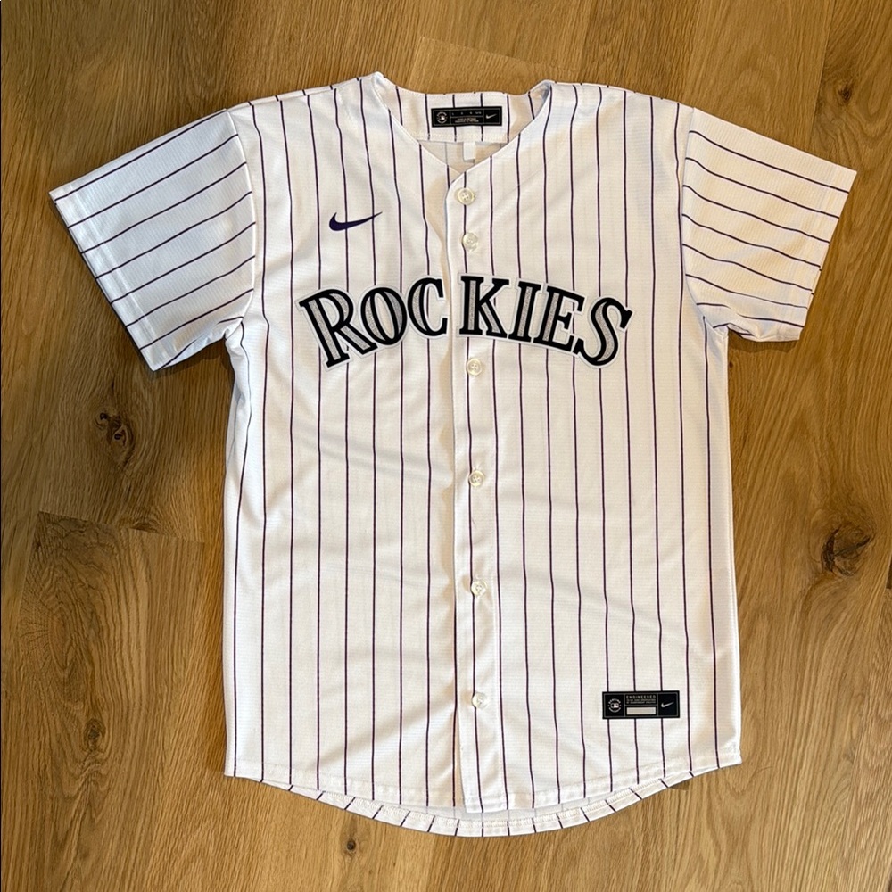 Nike Kids Rockies White Striped Shirt